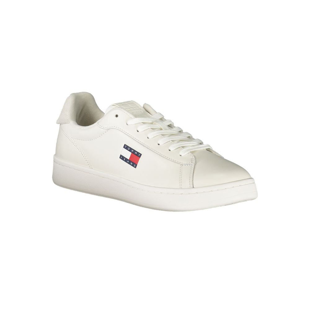 Tommy Hilfiger White Polyurethane Men's Sneakers