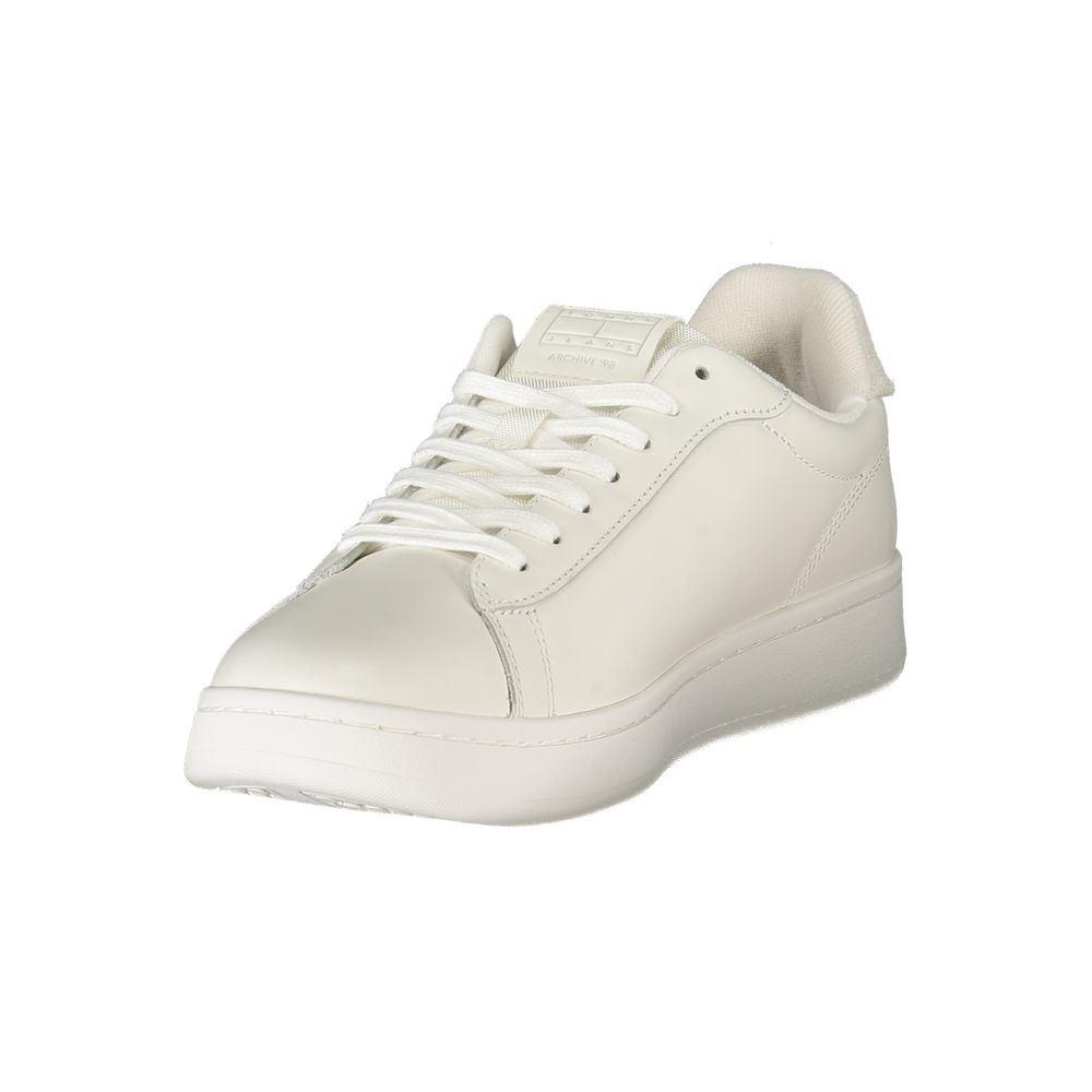 Tommy Hilfiger White Polyurethane Men's Sneakers
