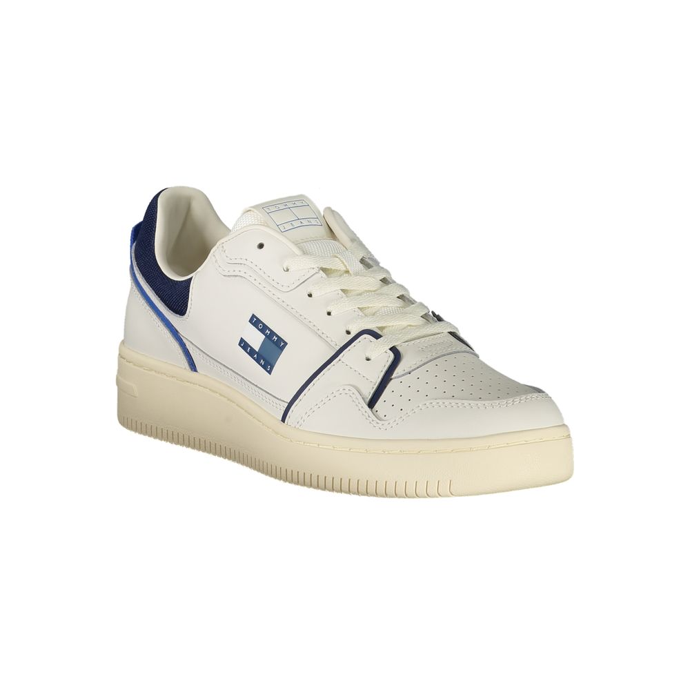 Tommy Hilfiger White Polyurethane Men's Sneakers