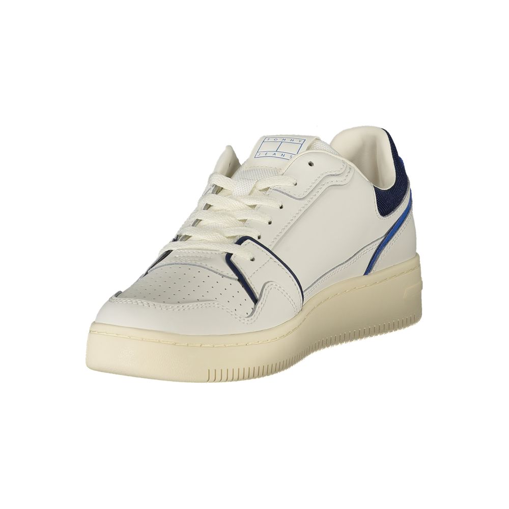 Tommy Hilfiger White Polyurethane Men's Sneakers