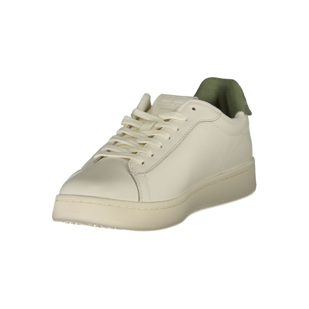 Tommy Hilfiger White Polyurethane Men's Sneakers