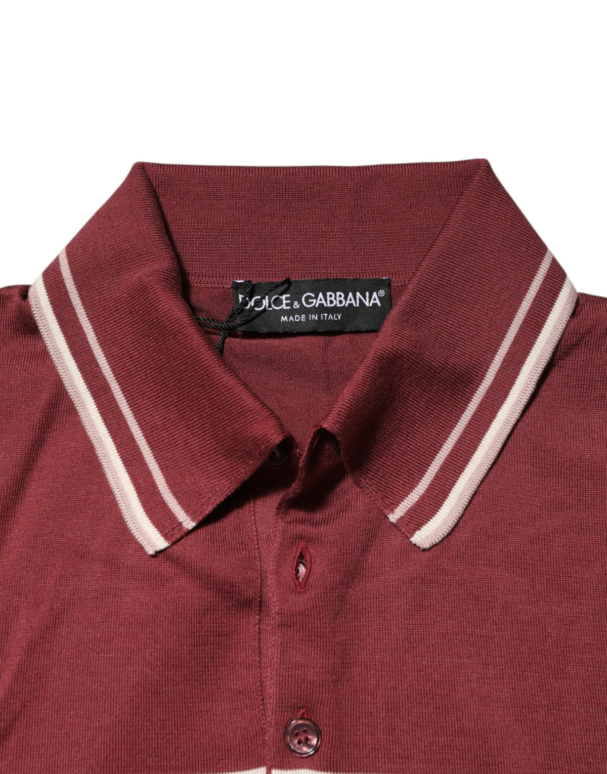 Dolce & Gabbana Burgundy Striped Cotton DG Logo Polo T-Shirt