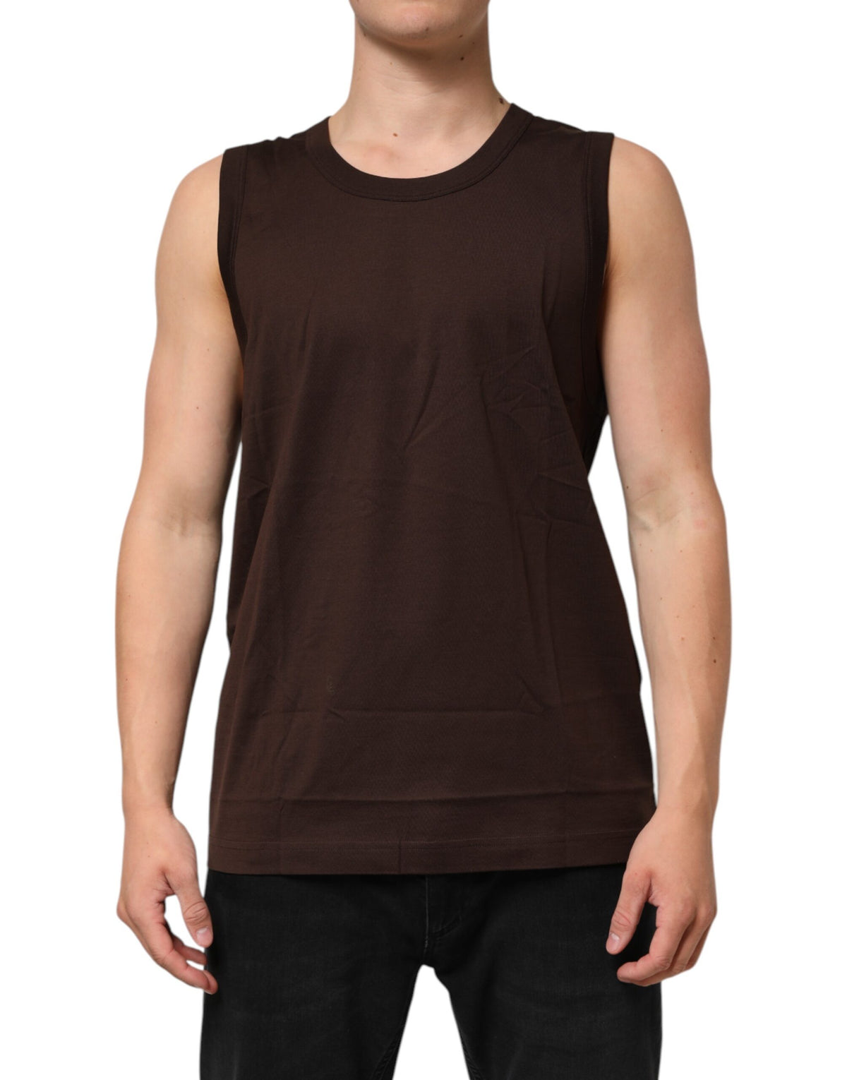 Dolce & Gabbana Brown Cotton Sleeveless Underwear Men's Tank Top