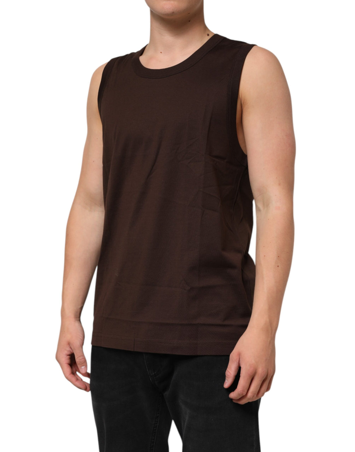 Dolce & Gabbana Brown Cotton Sleeveless Underwear Men's Tank Top