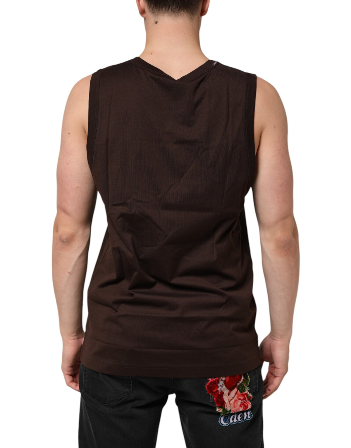 Dolce & Gabbana Brown Cotton Sleeveless Underwear Men's Tank Top