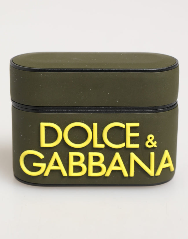 Dolce & Gabbana Armee-Grün Gummi Logo Prägung Zubehör Airpods Hülle