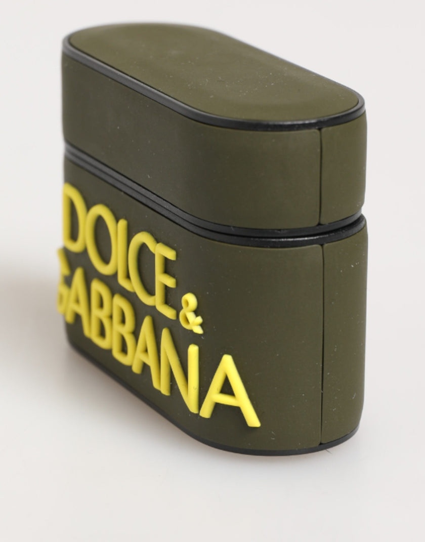 Dolce & Gabbana Armee-Grün Gummi Logo Prägung Zubehör Airpods Hülle