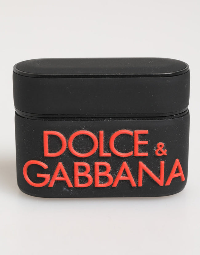 Dolce & Gabbana Schwarz Orange Gummi Logo Prägung Zubehör AirPods Hülle