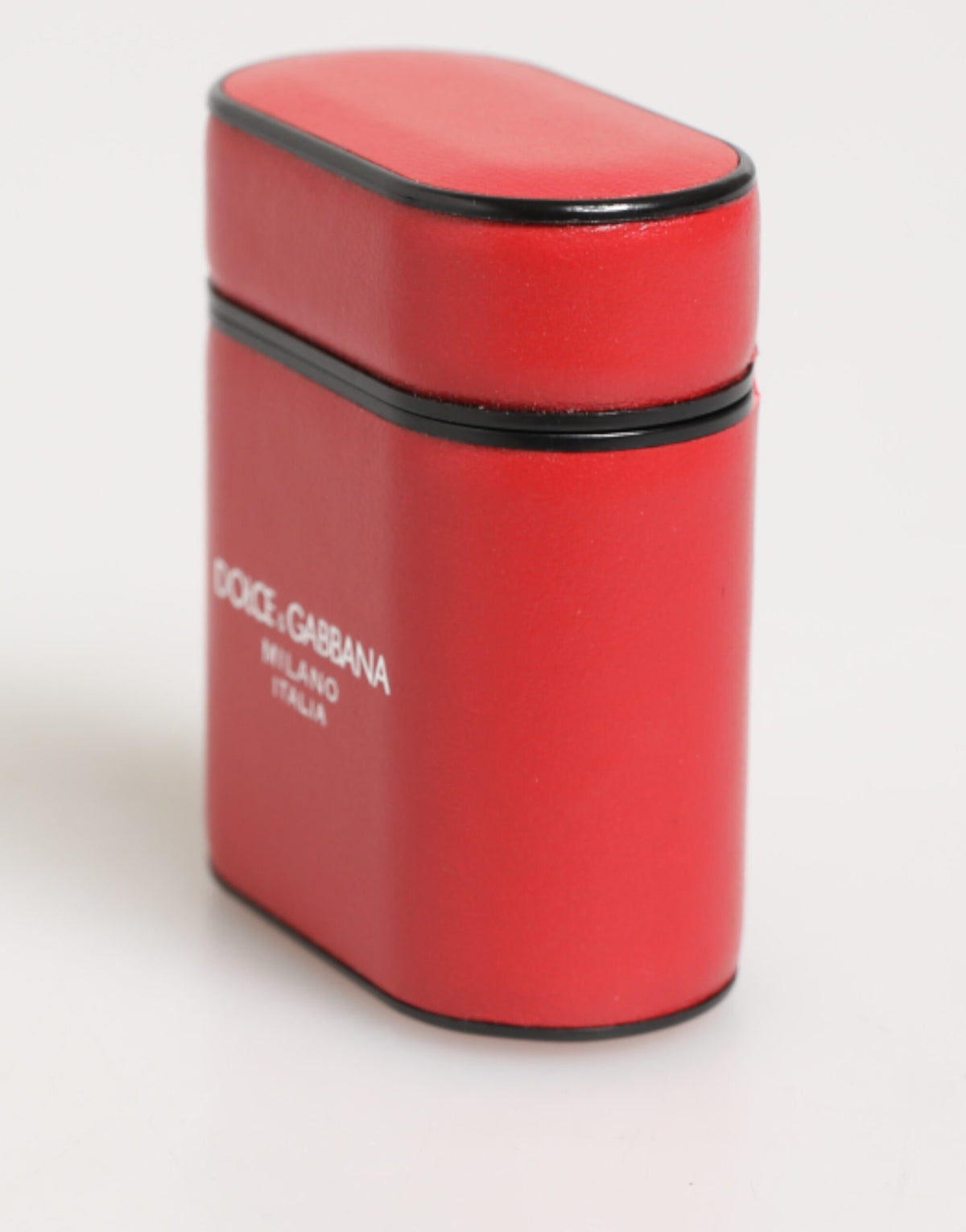 Dolce & Gabbana Red White Calfskin Logo Flip Holder Airpods Case