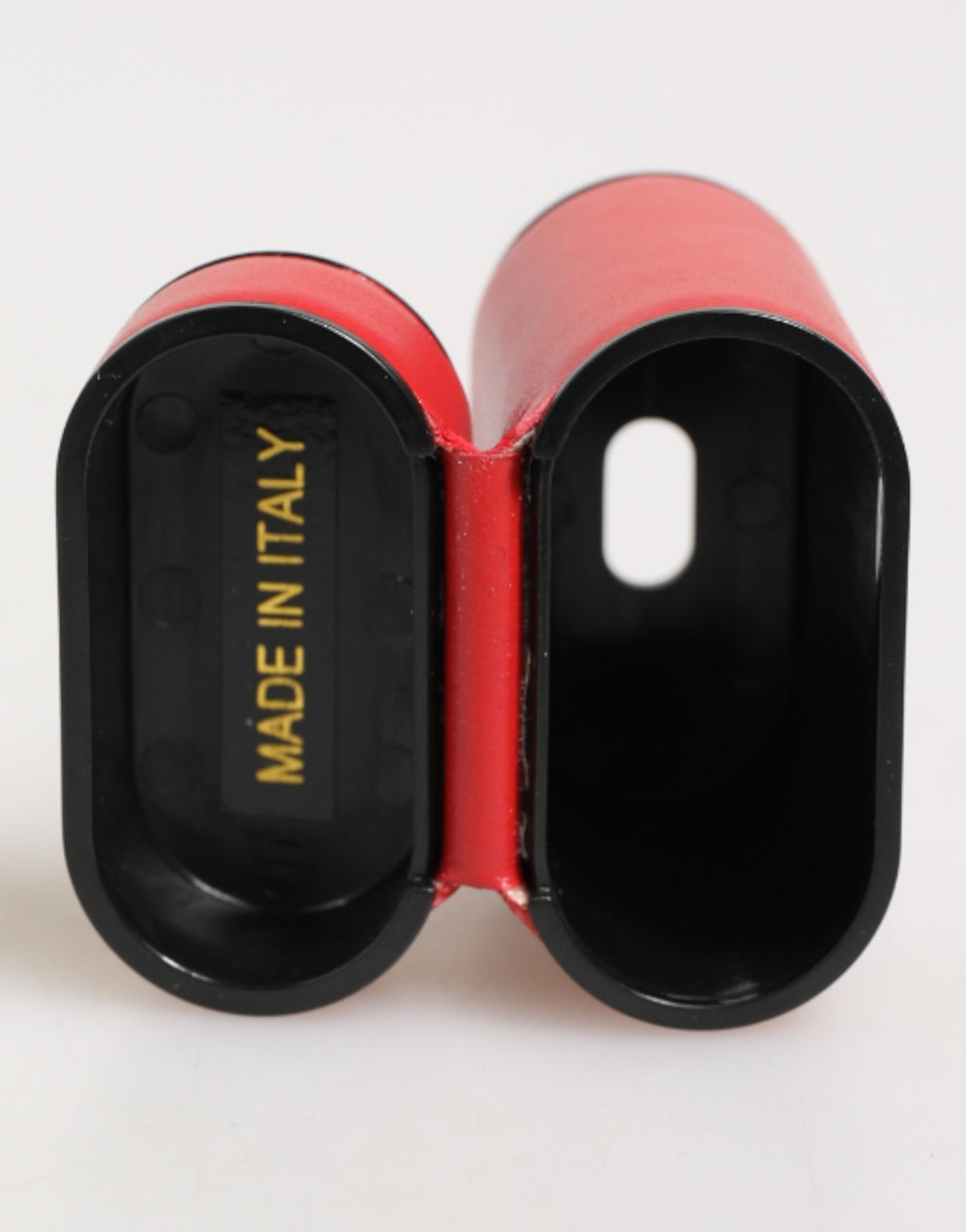 Dolce & Gabbana Red White Calfskin Logo Flip Holder Airpods Case