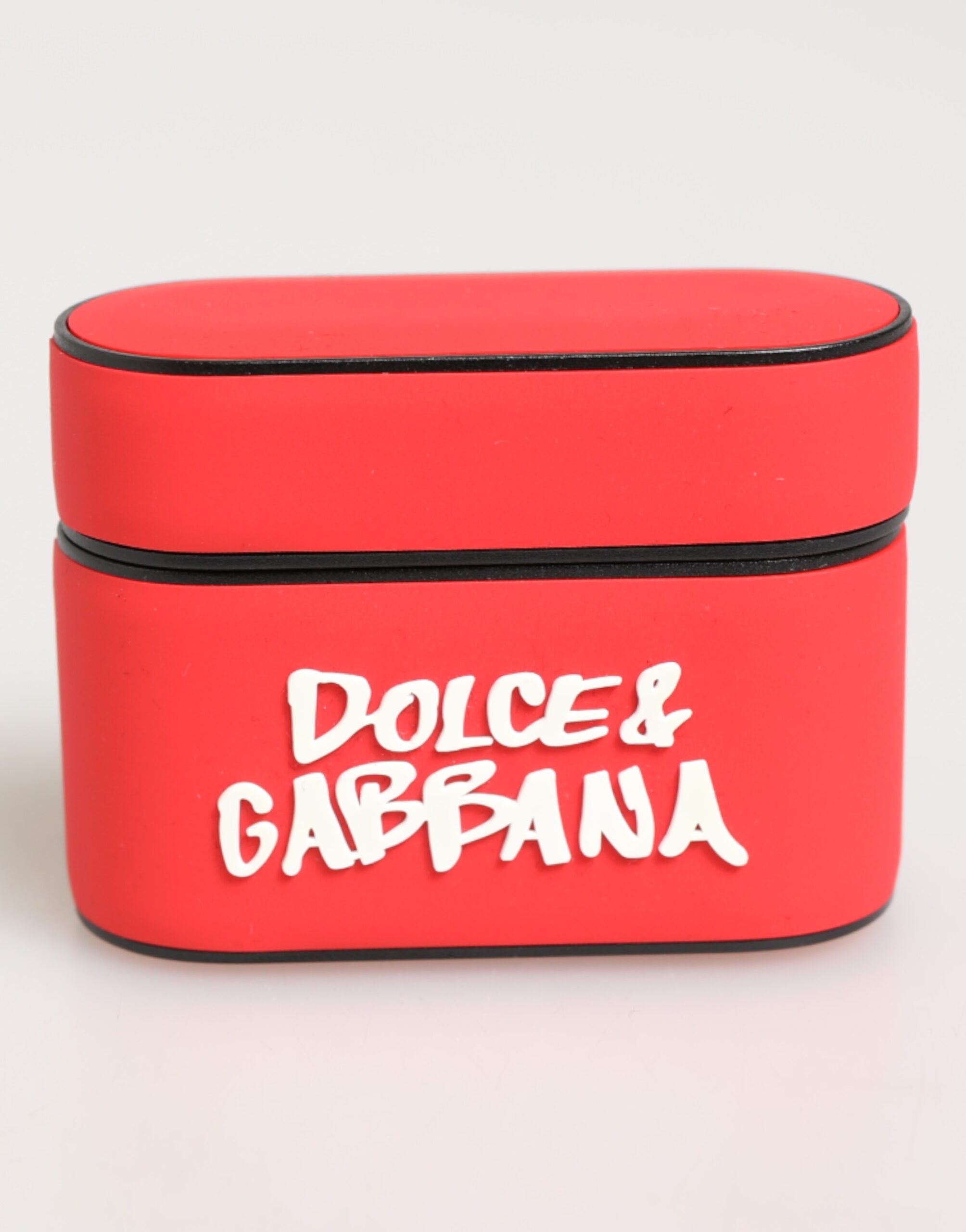 Dolce & Gabbana Rotes PVC DG Logo geprägte Herren Flip Case Airpods Hülle
