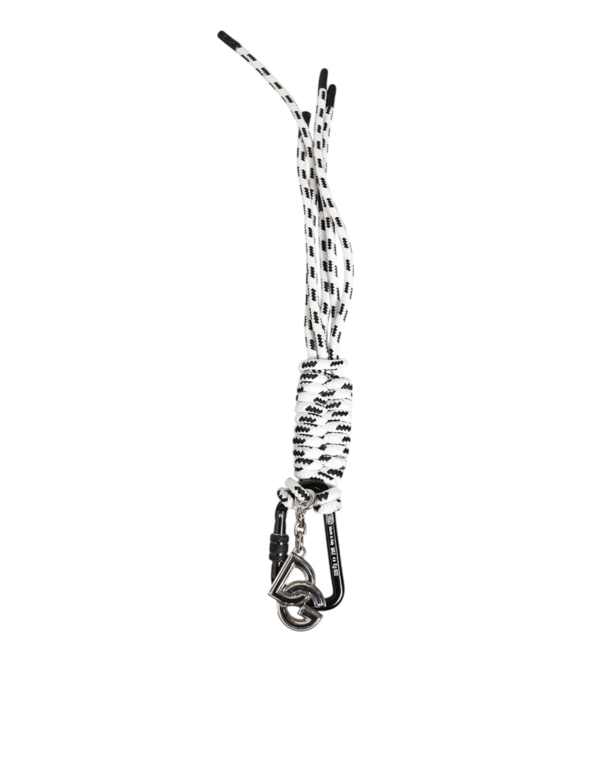Dolce & Gabbana Black White Polyester Strap String DG Logo Keychain Key Ring