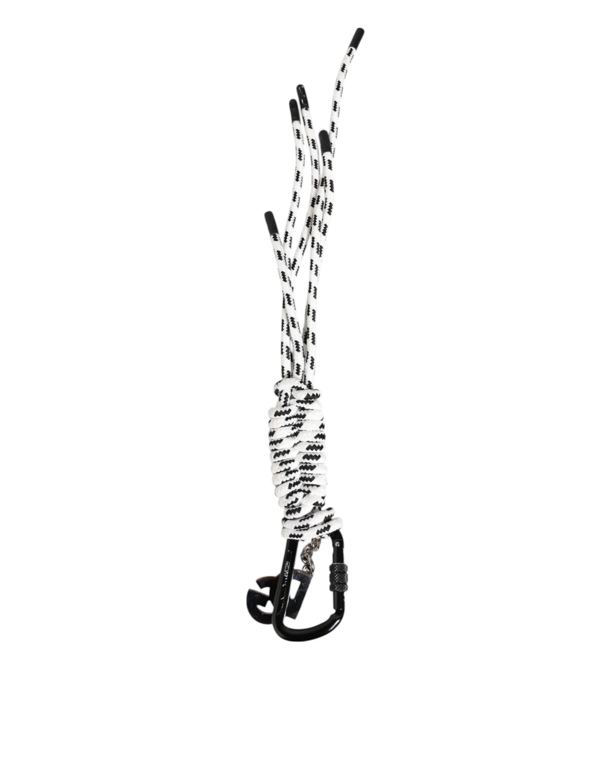 Dolce & Gabbana Black White Polyester Strap String DG Logo Keychain Key Ring