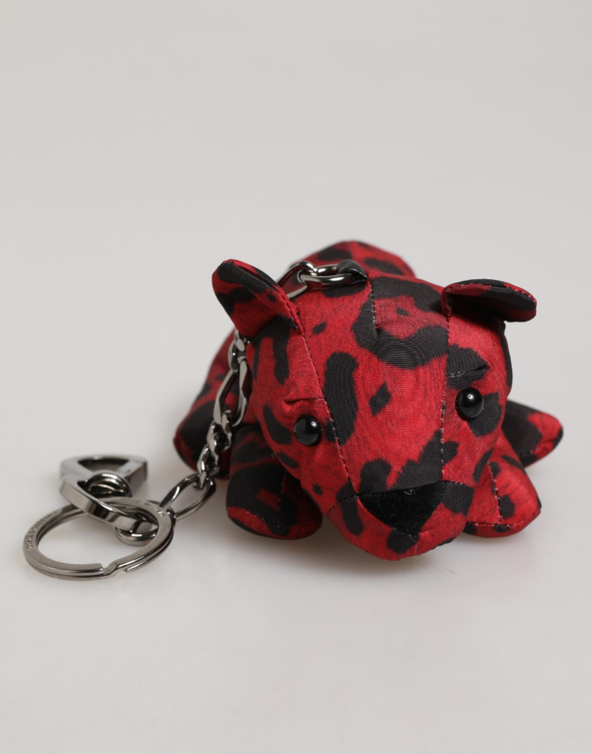 Dolce & Gabbana Red Black Polyester Animal Silhouette Bag Charm Keychain Key Ring