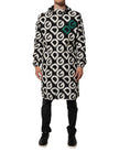 Dolce & Gabbana Schwarzer Weißer Logo Print Mantel mit Kapuze Herren Jacke