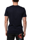 Dolce & Gabbana Herren-T-Shirt aus dunkelblauer Baumwolle mit DG-Logo-Print