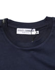 Dolce & Gabbana Herren-T-Shirt aus dunkelblauer Baumwolle mit DG-Logo-Print