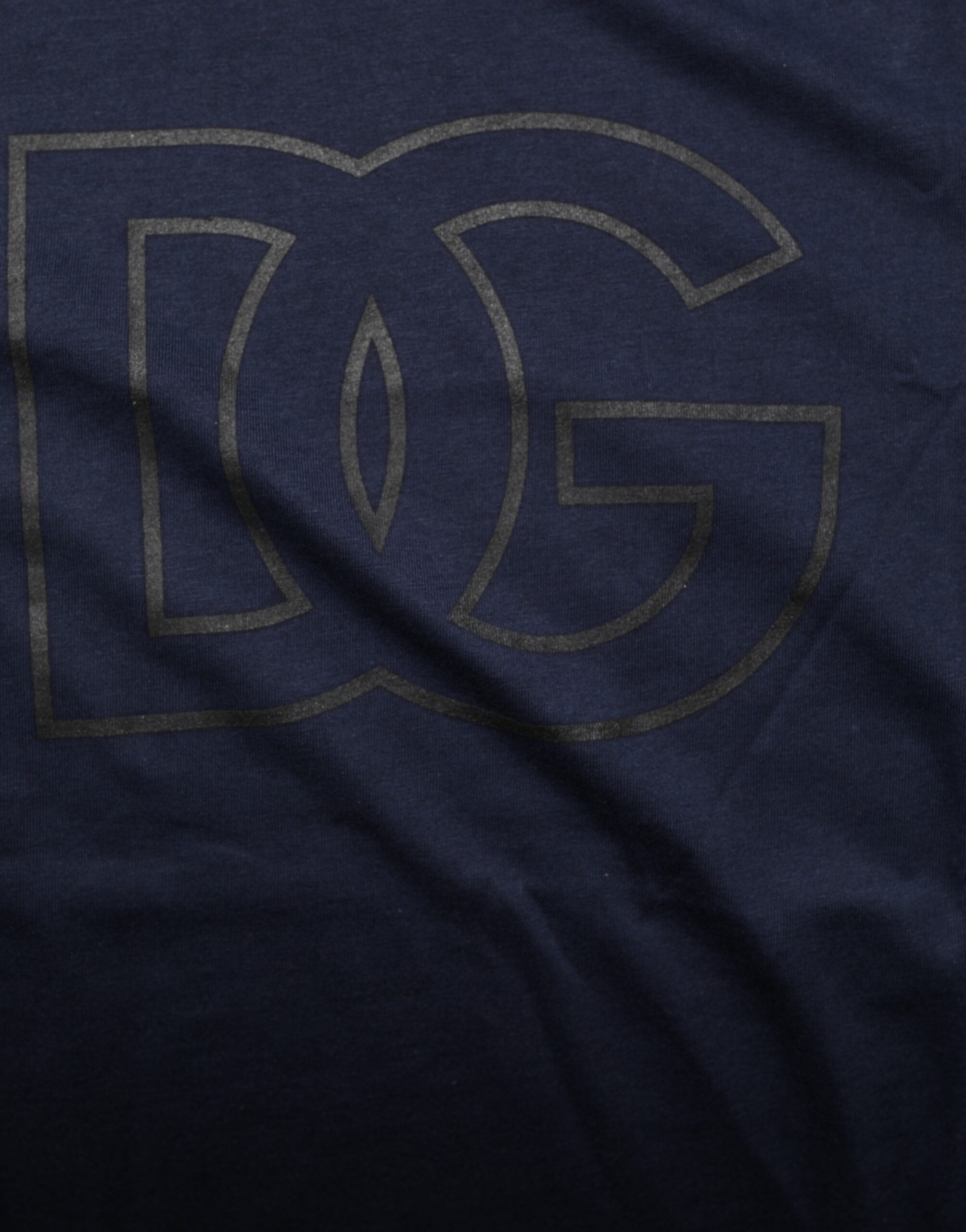 Dolce & Gabbana Herren-T-Shirt aus dunkelblauer Baumwolle mit DG-Logo-Print