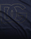 Dolce & Gabbana Herren-T-Shirt aus dunkelblauer Baumwolle mit DG-Logo-Print