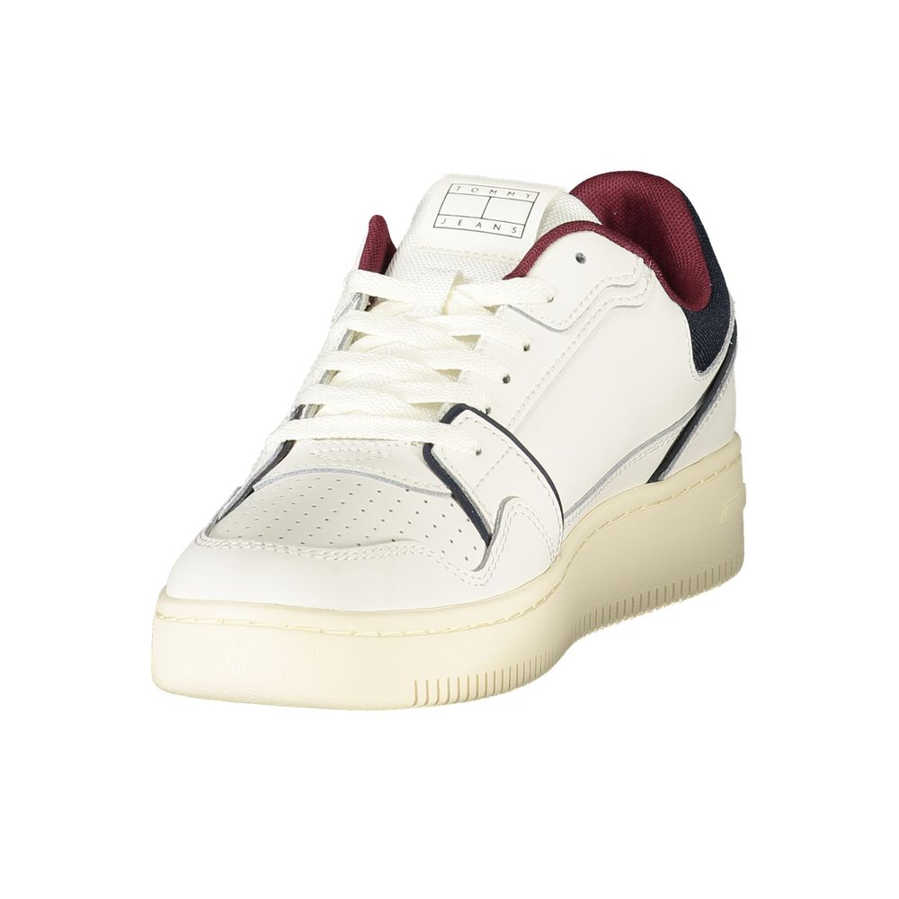 Tommy Hilfiger White Polyurethane Men's Sneakers