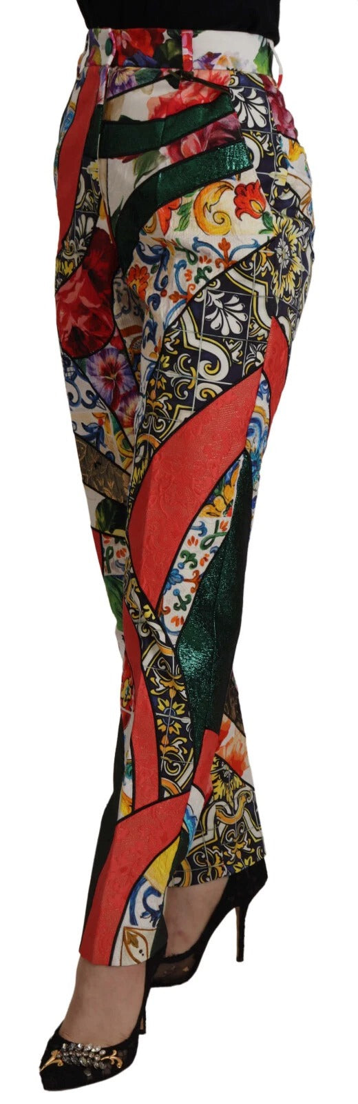 Dolce & Gabbana Multicolor Patchwork Jacquard High-Waisted Trousers
