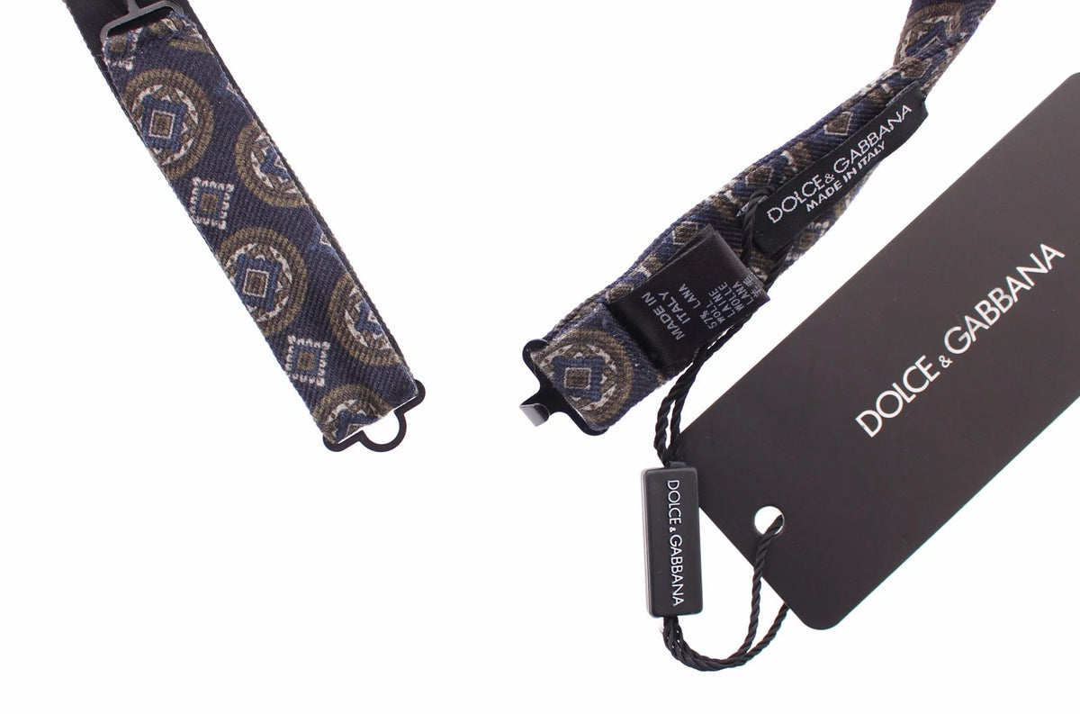 Dolce & Gabbana Blue Silk Baroque Fantasy Bow Tie Papillon