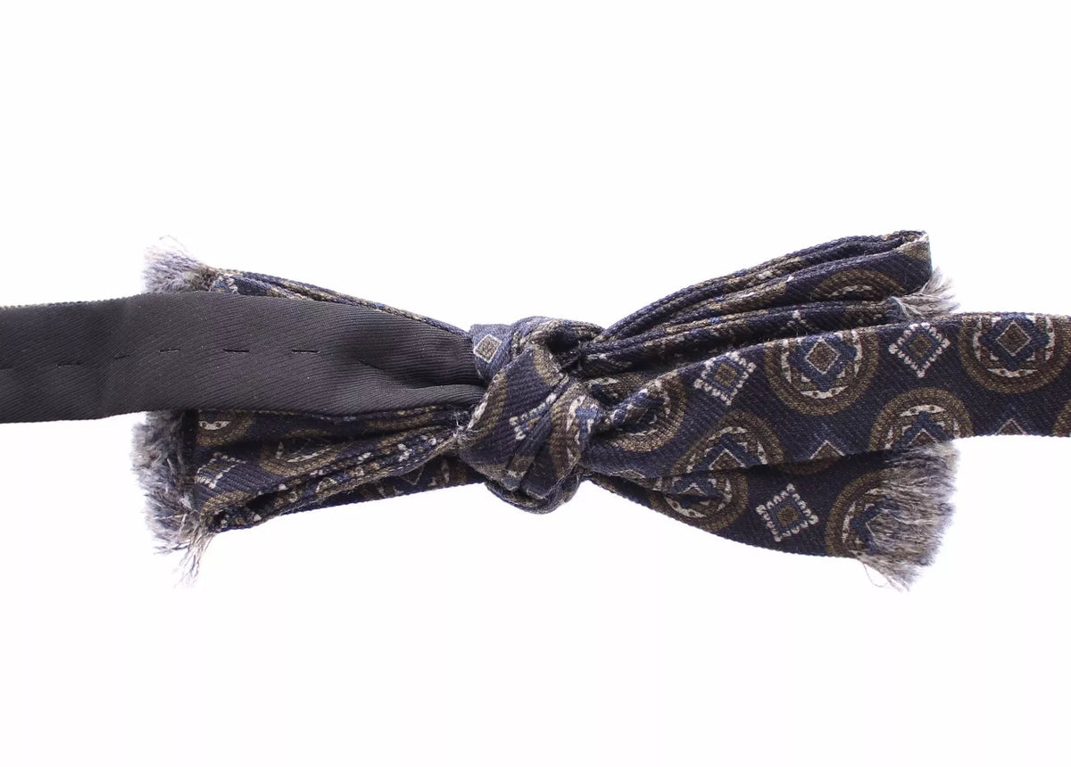 Dolce & Gabbana Blue Silk Baroque Fantasy Bow Tie Papillon