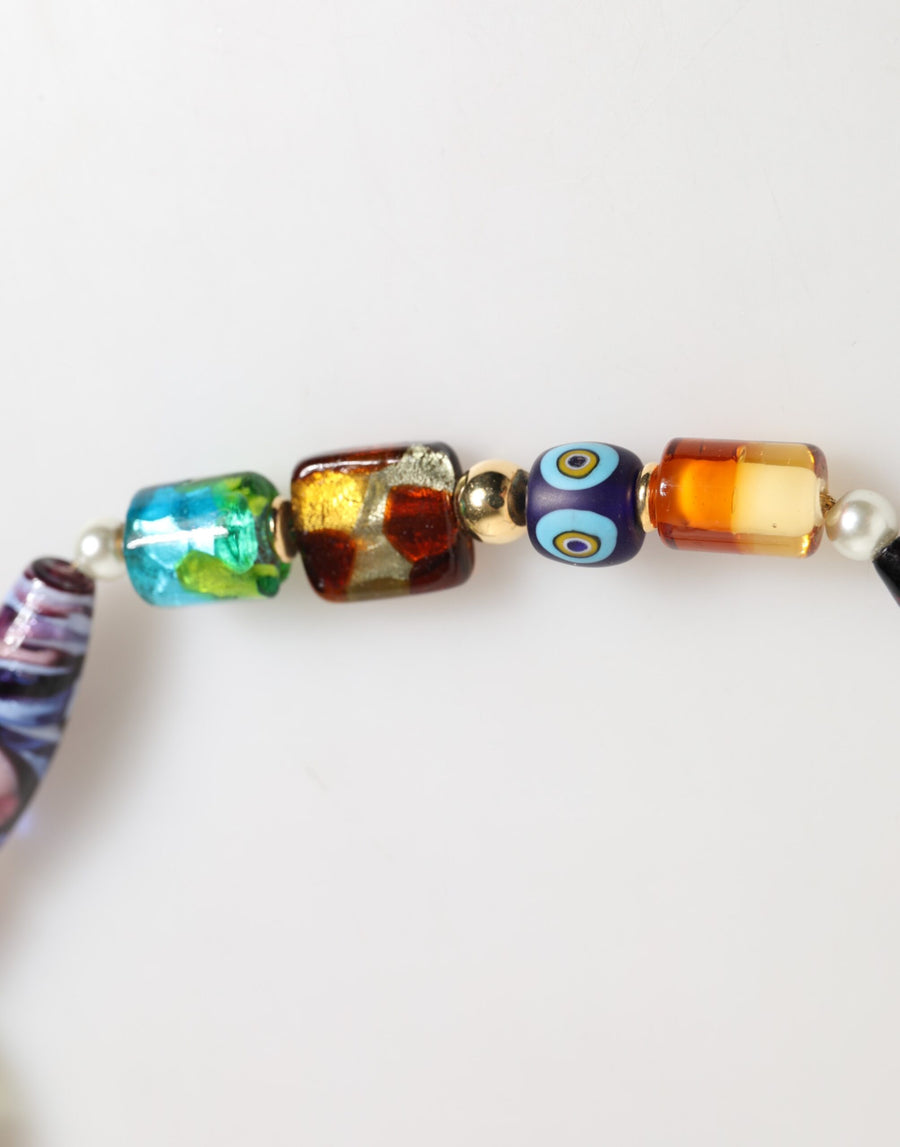 Dolce & Gabbana Multicolor Murano Glass Beads Brass Women's Jewelry Necklace