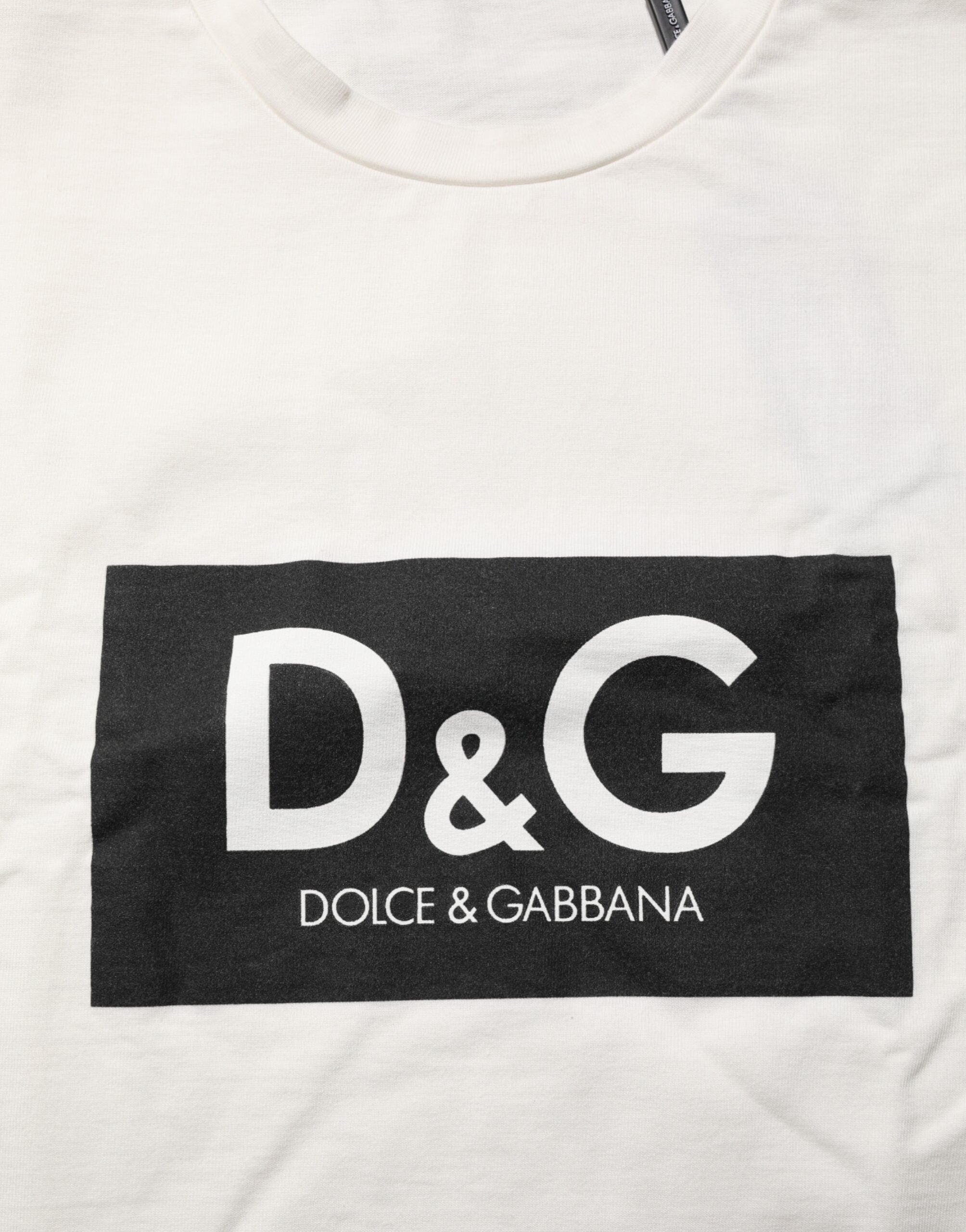 Dolce & Gabbana Weißes Logo-Print-Baumwoll-Rundhals-T-Shirt für Herren