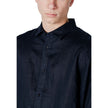 Armani Exchange Blaues Leinenhemd