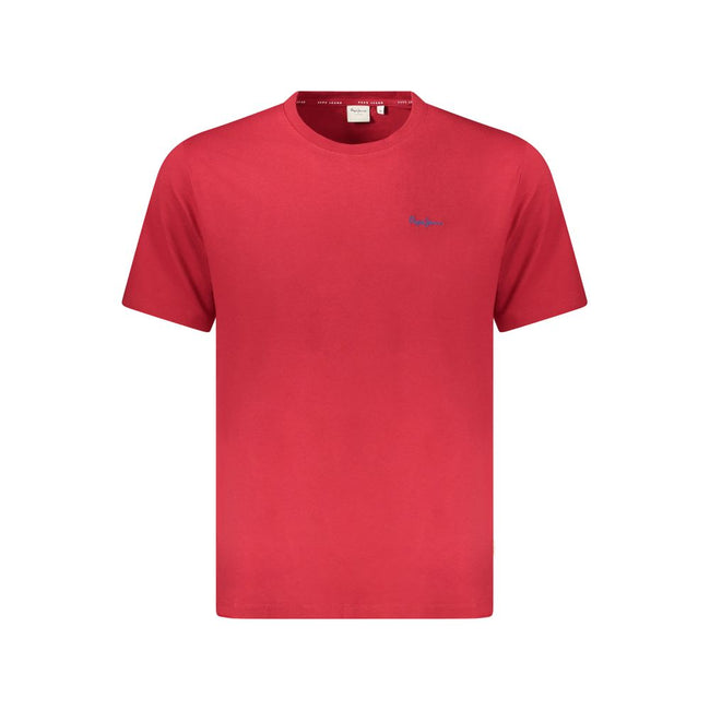 Pepe Jeans Rotes Baumwoll-T-Shirt für Herren