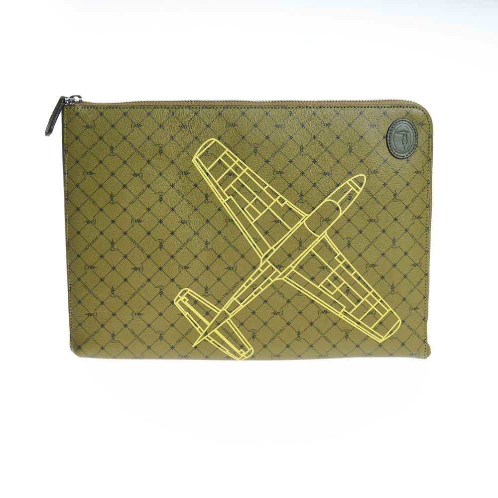 Trussardi Grüne Leder-Clutch für Herren