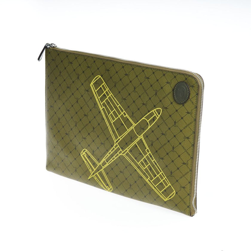 Trussardi Grüne Leder-Clutch für Herren