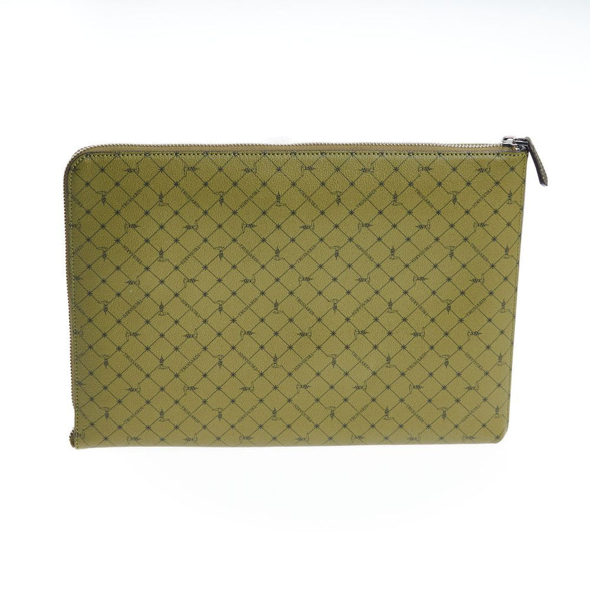 Trussardi Grüne Leder-Clutch für Herren