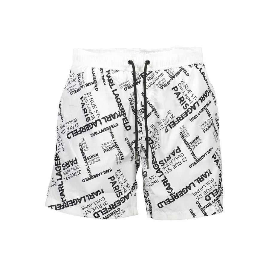 Karl Lagerfeld Men's White Polyester Swim Shorts