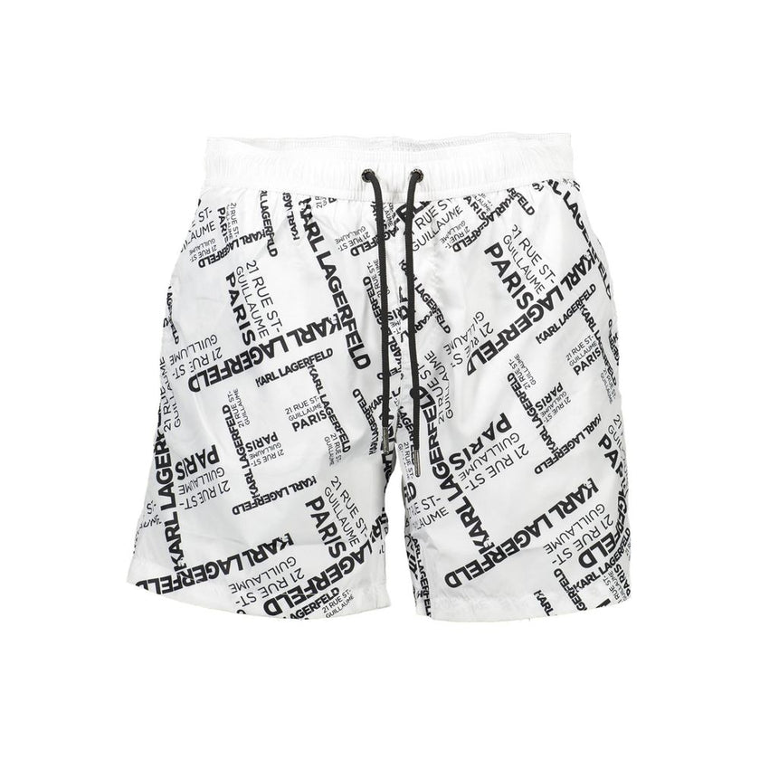 Karl Lagerfeld Weiße Herren-Badeshorts aus Polyester