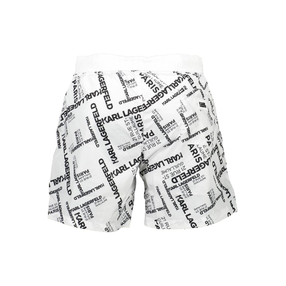 Karl Lagerfeld Men's White Polyester Swim Shorts