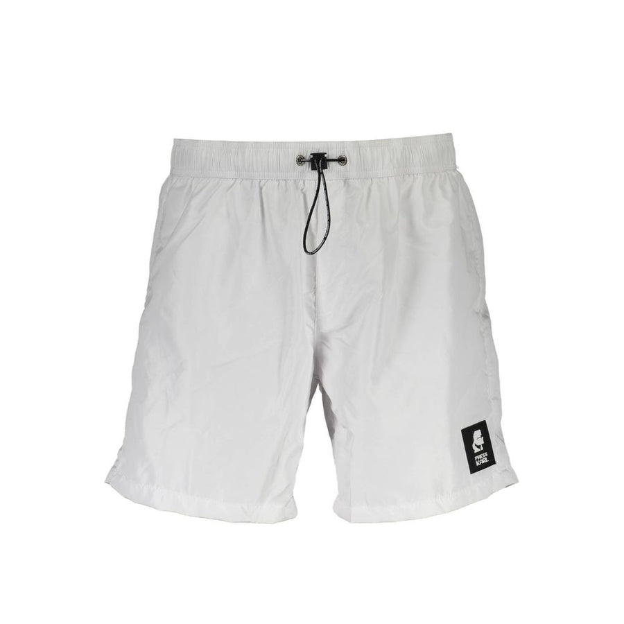 Karl Lagerfeld Weiße Herren-Badeshorts aus Polyester