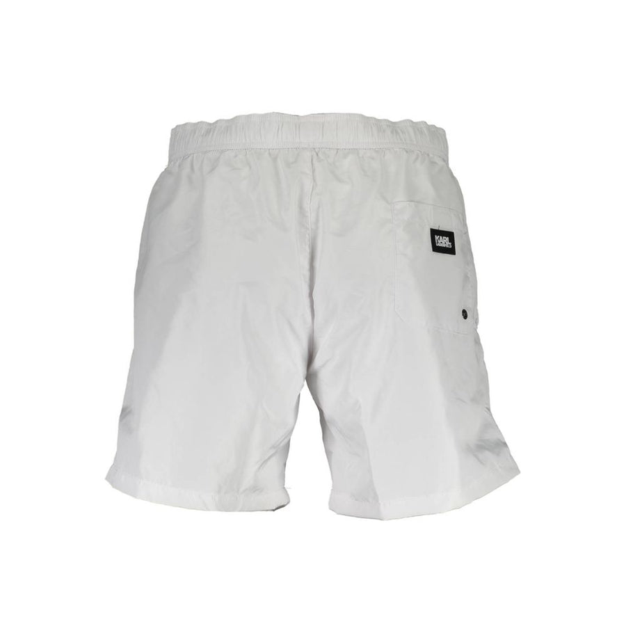 Karl Lagerfeld Weiße Herren-Badeshorts aus Polyester