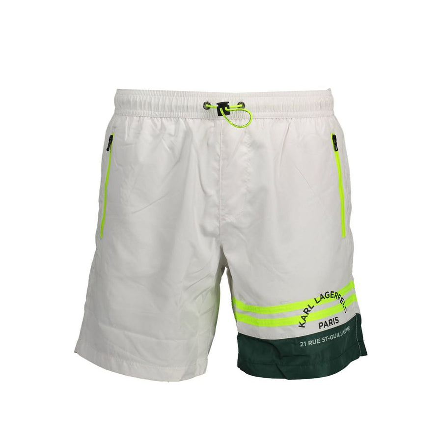 Karl Lagerfeld Men's White Polyester Swim Shorts