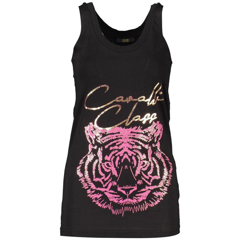 Cavalli Class Women's Black Cotton Tank Top