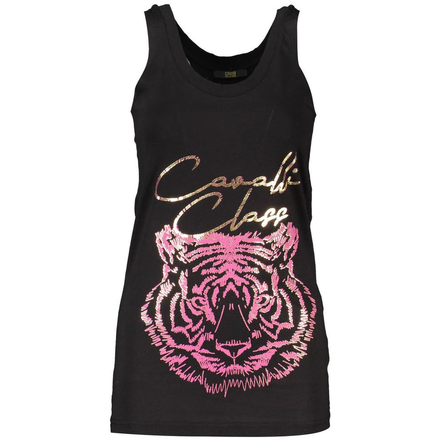 Cavalli Class Women's Black Cotton Tank Top
