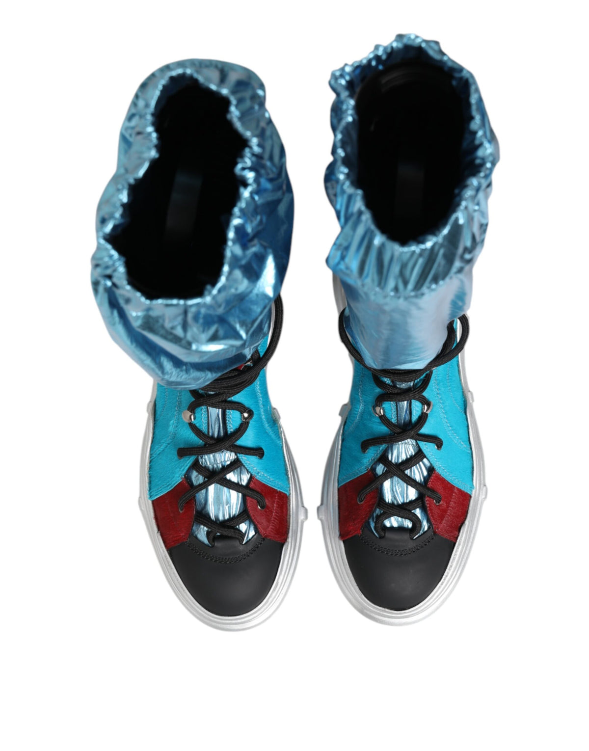 Dolce & Gabbana Blue Lace-Up Over The Knee Socks Men's Boots Shoes