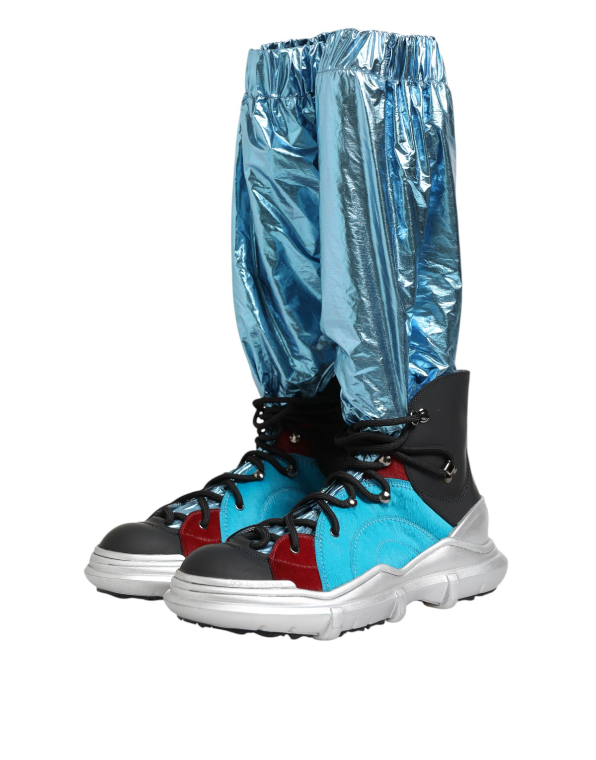 Dolce & Gabbana Blue Lace-Up Over The Knee Socks Men's Boots Shoes
