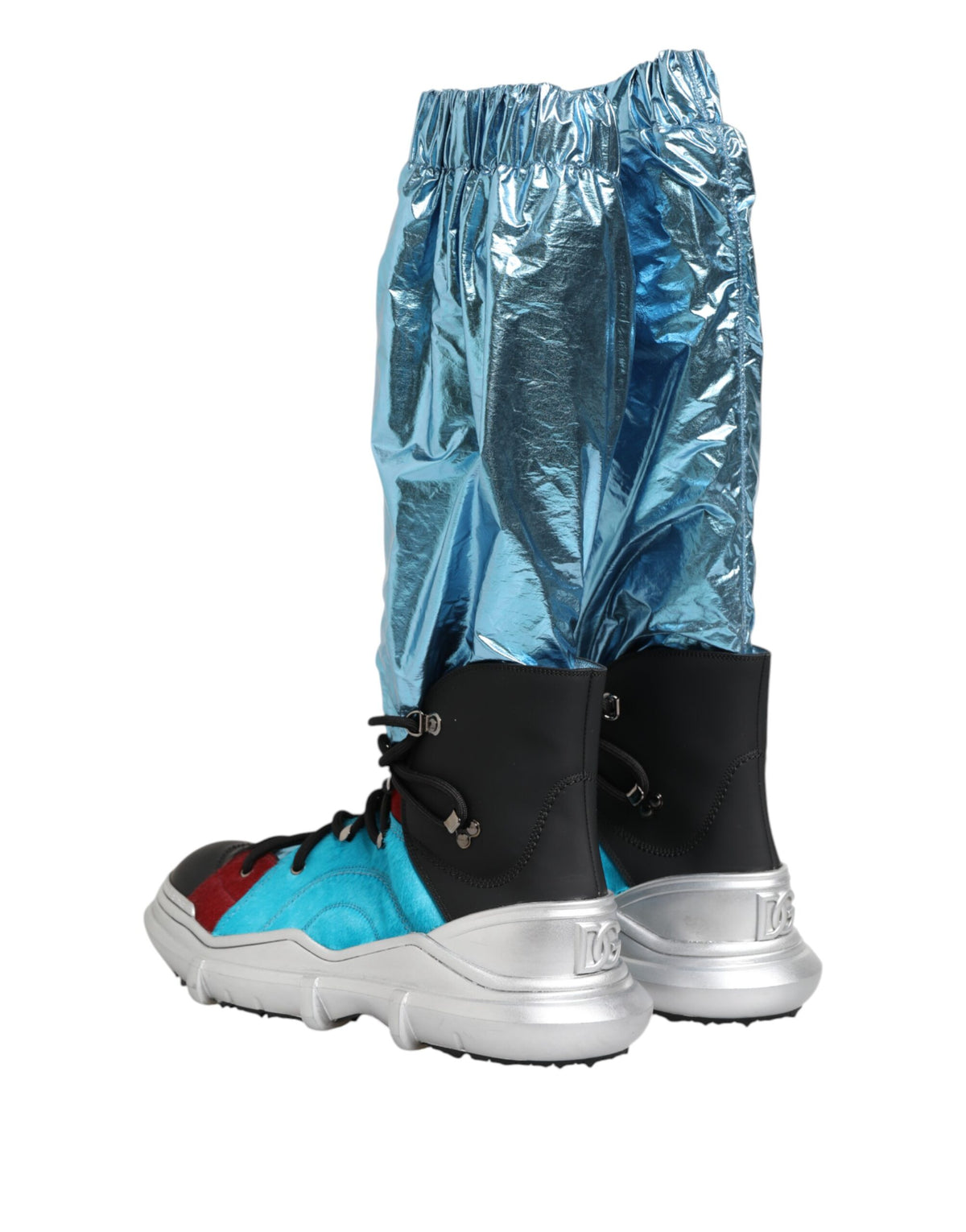 Dolce & Gabbana Blue Lace-Up Over The Knee Socks Men's Boots Shoes
