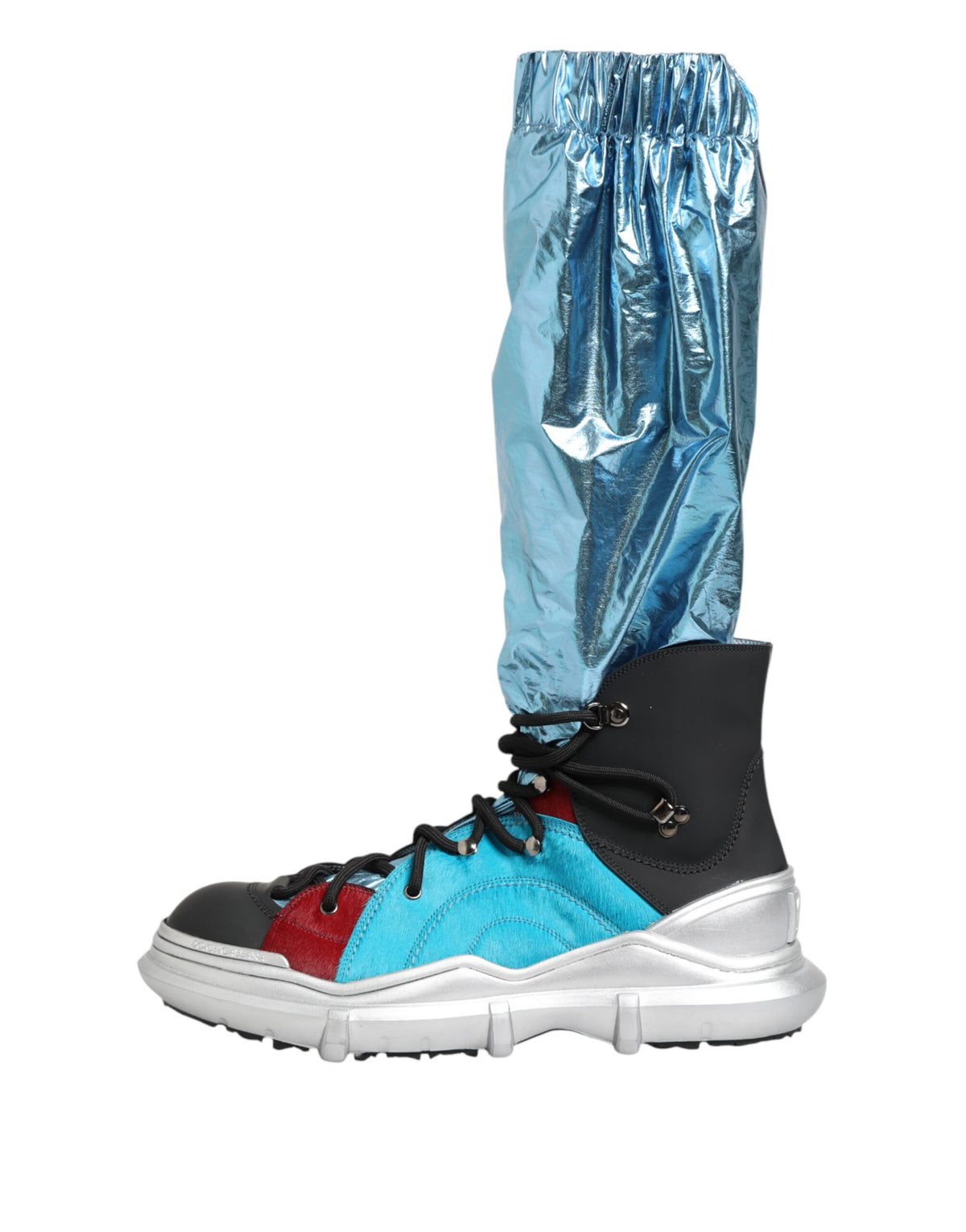 Dolce & Gabbana Blue Lace-Up Over The Knee Socks Men's Boots Shoes