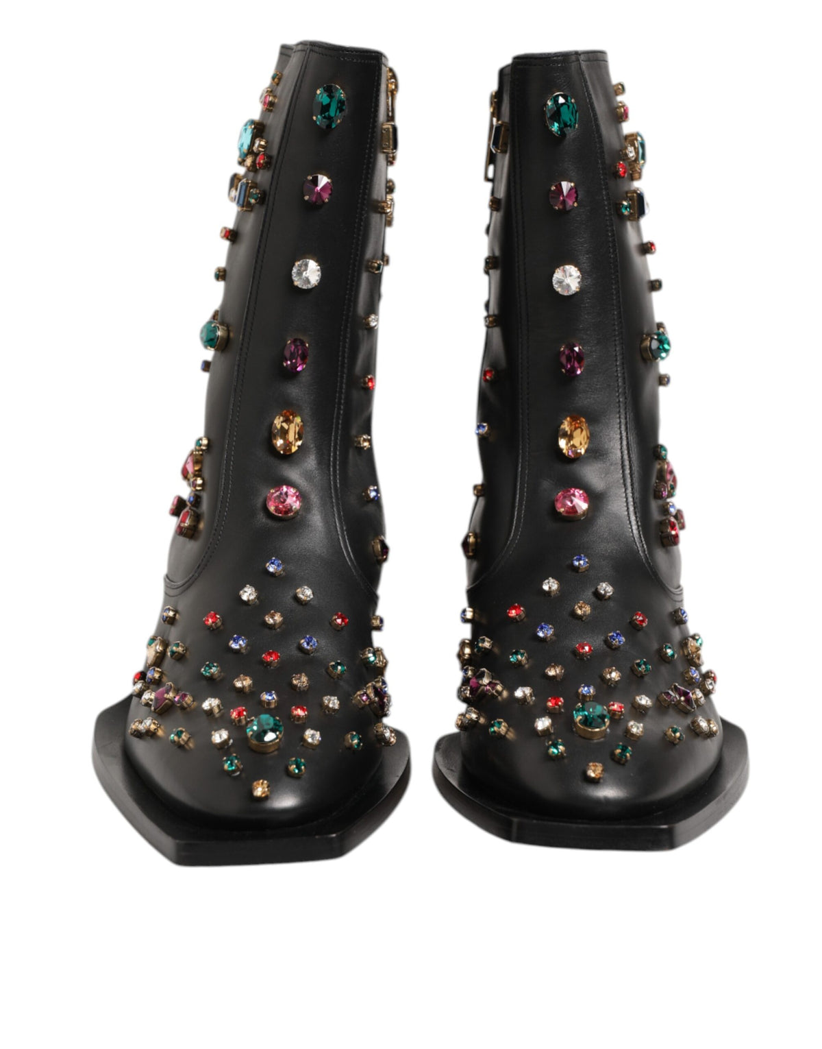 Dolce & Gabbana Black Crystal Embellished Men's Short Boots Shoes