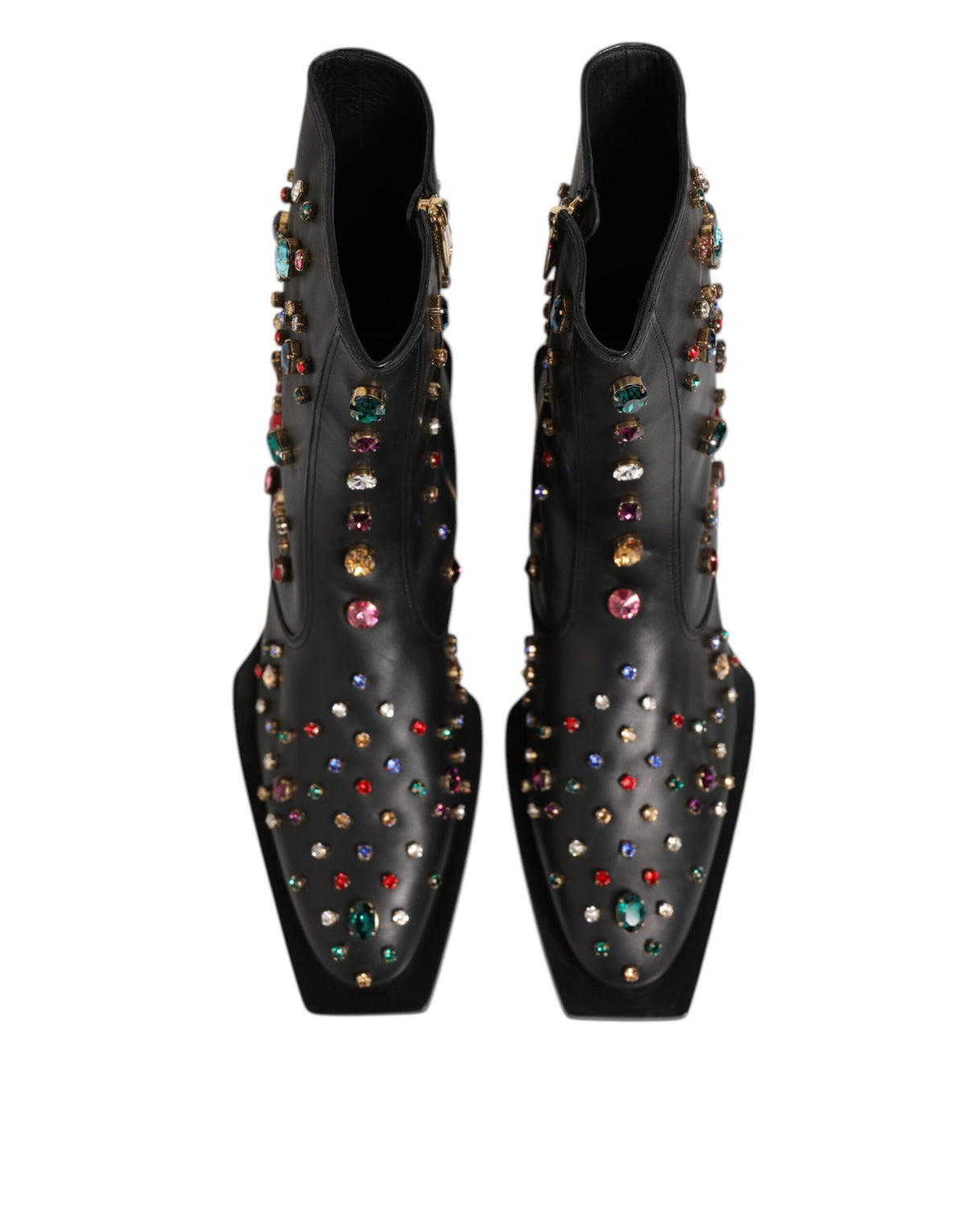 Dolce & Gabbana Black Crystal Embellished Men's Short Boots Shoes