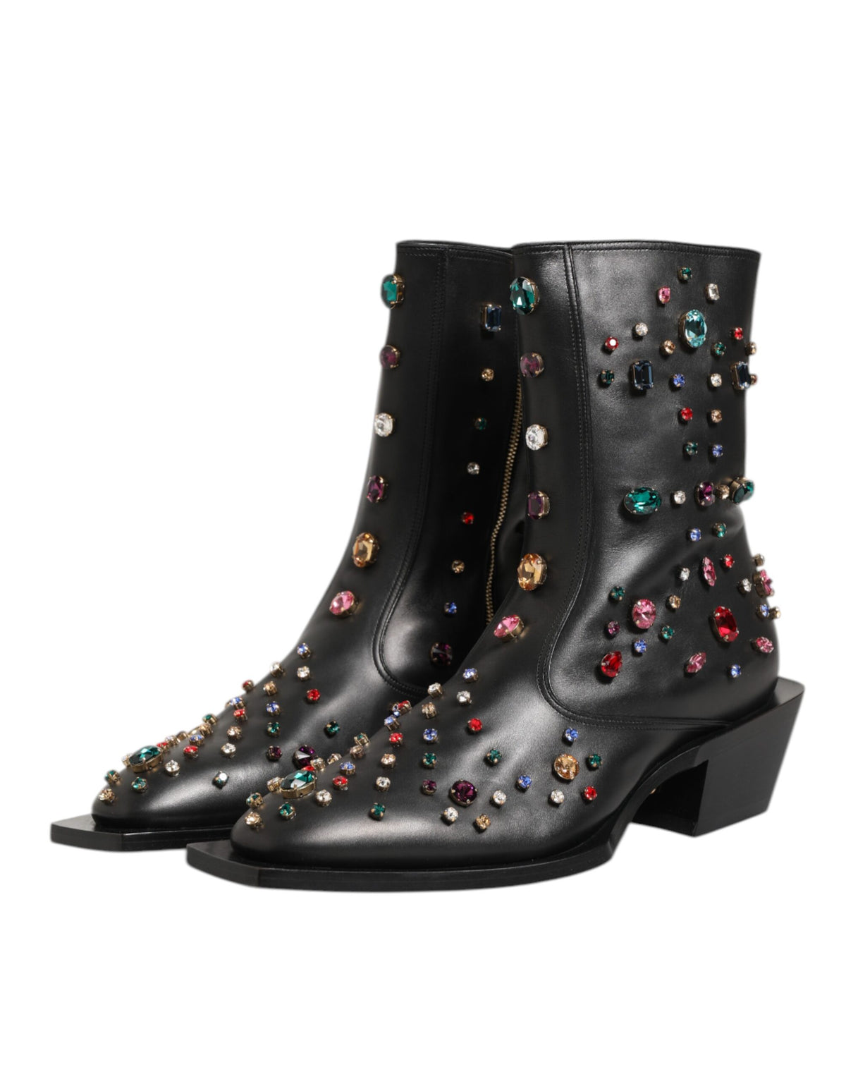 Dolce & Gabbana Black Crystal Embellished Men's Short Boots Shoes