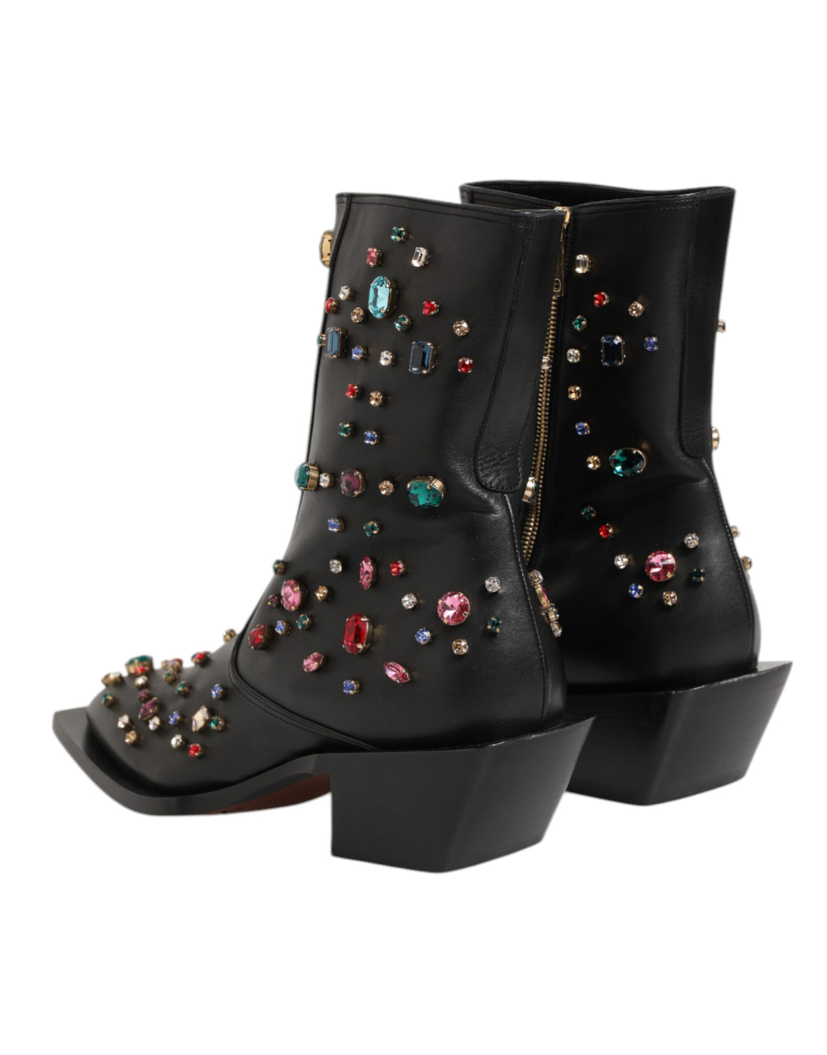 Dolce & Gabbana Black Crystal Embellished Men's Short Boots Shoes